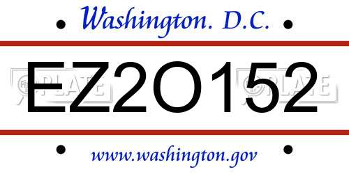 EZ2O152 District Of Columbia License Plate