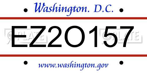 EZ2O157 District Of Columbia License Plate