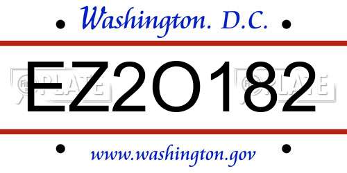 EZ2O182 District Of Columbia License Plate