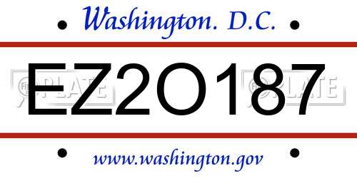 EZ2O187 District Of Columbia License Plate