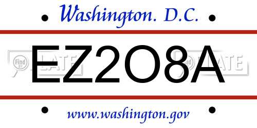 EZ2O8A District Of Columbia License Plate