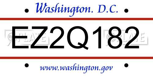 EZ2Q182 District Of Columbia License Plate