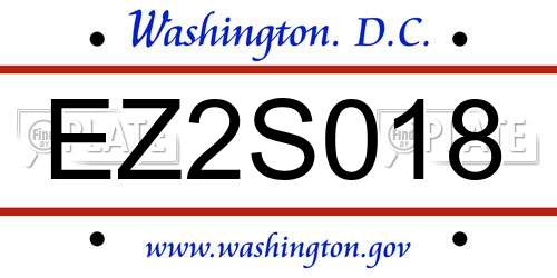 EZ2S018 District Of Columbia License Plate