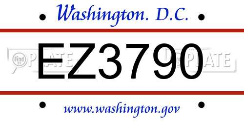 EZ3790 District Of Columbia License Plate