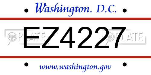 EZ4227 District Of Columbia License Plate