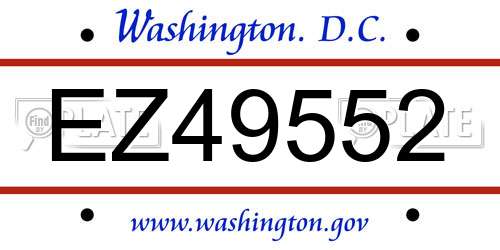EZ49552 District Of Columbia License Plate