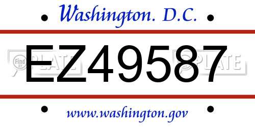 EZ49587 District Of Columbia License Plate