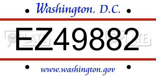 EZ49882 District Of Columbia License Plate