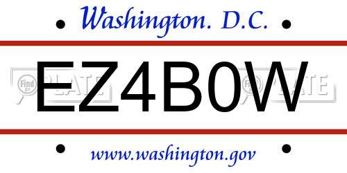 EZ4B0W District Of Columbia License Plate