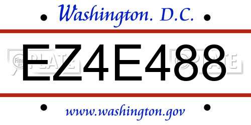 EZ4E488 District Of Columbia License Plate