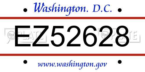 EZ52628 District Of Columbia License Plate