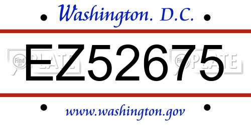 EZ52675 District Of Columbia License Plate