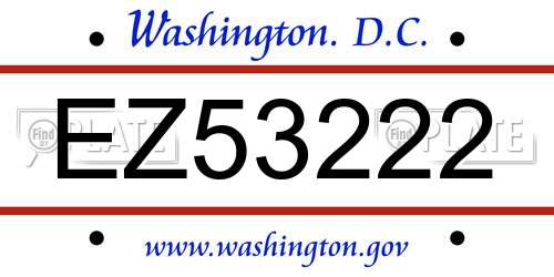 EZ53222 District Of Columbia License Plate