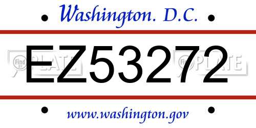 EZ53272 District Of Columbia License Plate