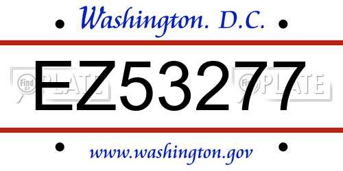 EZ53277 District Of Columbia License Plate
