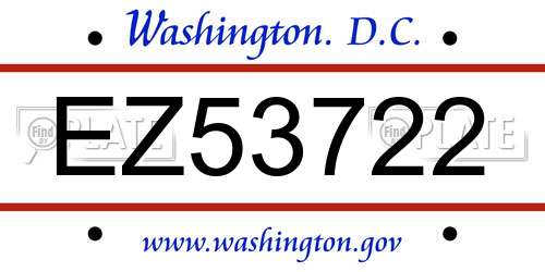 EZ53722 District Of Columbia License Plate