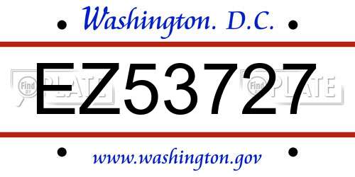 EZ53727 District Of Columbia License Plate