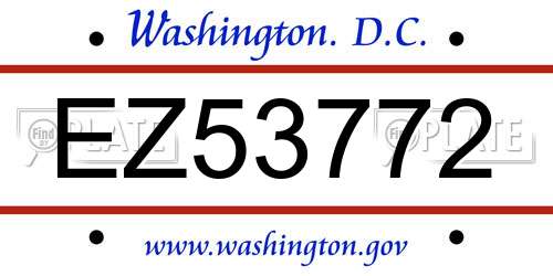 EZ53772 District Of Columbia License Plate