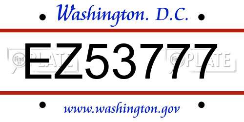 EZ53777 District Of Columbia License Plate