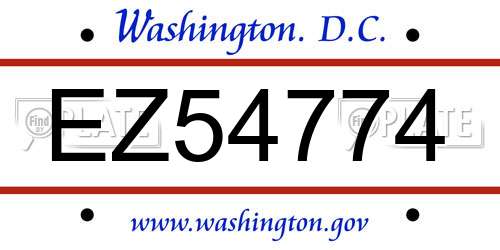 EZ54774 District Of Columbia License Plate