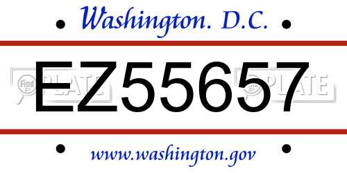 EZ55657 District Of Columbia License Plate