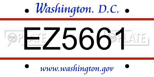 EZ5661 District Of Columbia License Plate