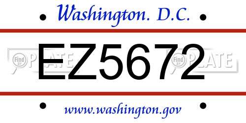 EZ5672 District Of Columbia License Plate