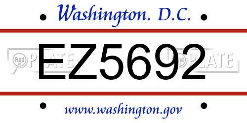EZ5692 District Of Columbia License Plate