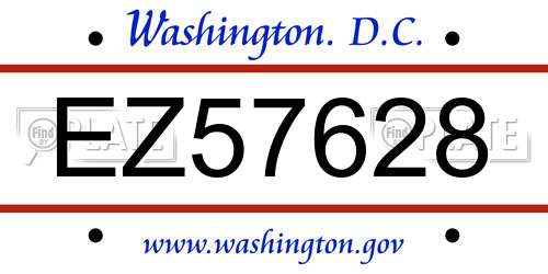 EZ57628 District Of Columbia License Plate