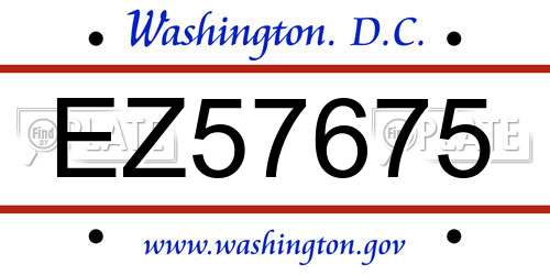 EZ57675 District Of Columbia License Plate