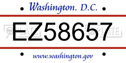 EZ58657 District Of Columbia License Plate