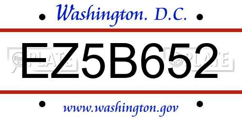 EZ5B652 District Of Columbia License Plate
