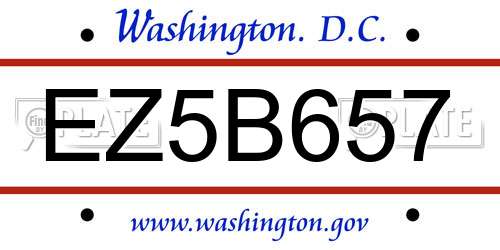 EZ5B657 District Of Columbia License Plate