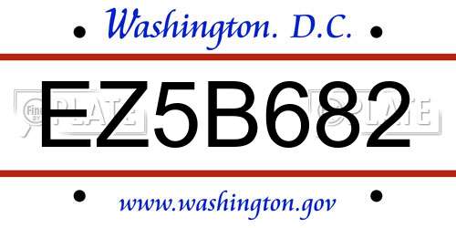 EZ5B682 District Of Columbia License Plate