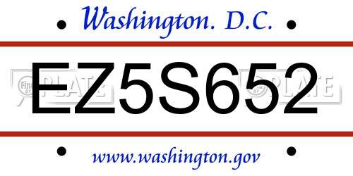 EZ5S652 District Of Columbia License Plate