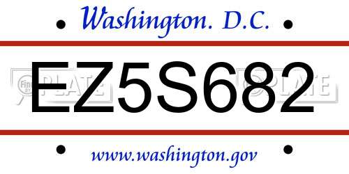 EZ5S682 District Of Columbia License Plate