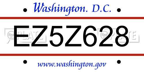 EZ5Z628 District Of Columbia License Plate