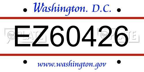 EZ60426 District Of Columbia License Plate