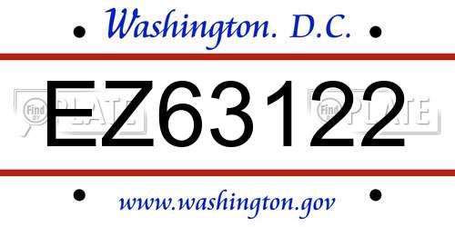 EZ63122 District Of Columbia License Plate