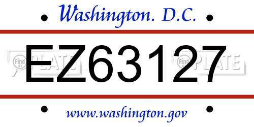 EZ63127 District Of Columbia License Plate