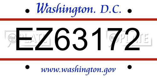 EZ63172 District Of Columbia License Plate