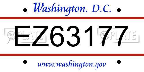 EZ63177 District Of Columbia License Plate