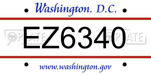 EZ6340 District Of Columbia License Plate