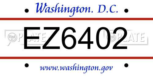 EZ6402 District Of Columbia License Plate