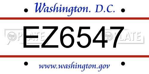 EZ6547 District Of Columbia License Plate