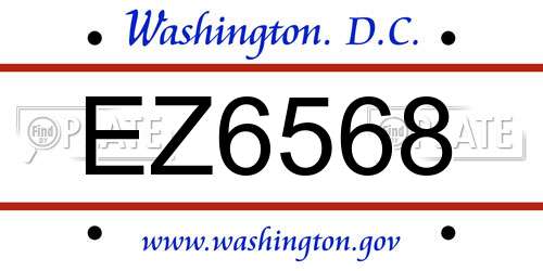 EZ6568 District Of Columbia License Plate