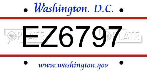EZ6797 District Of Columbia License Plate