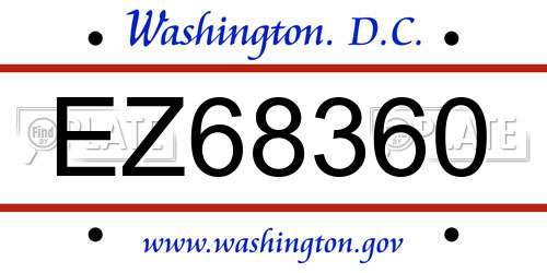 EZ68360 District Of Columbia License Plate
