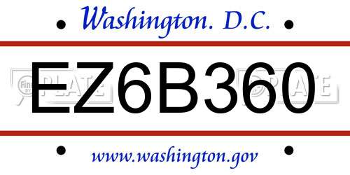 EZ6B360 District Of Columbia License Plate