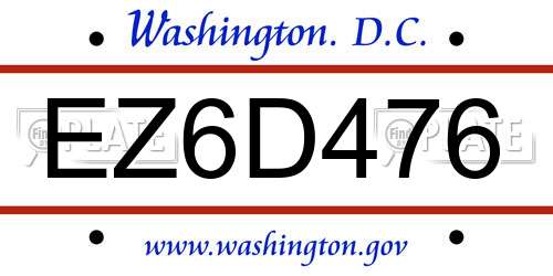 EZ6D476 District Of Columbia License Plate